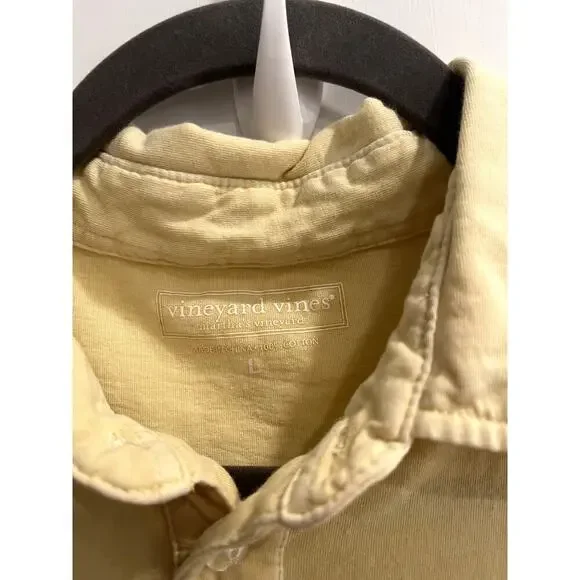 Vineyard Vines Men's Size Large Yellow Cotton Polo Style Top - Picture 2 of 3